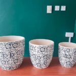 White and Blue Floral patterned Ceramic Pots